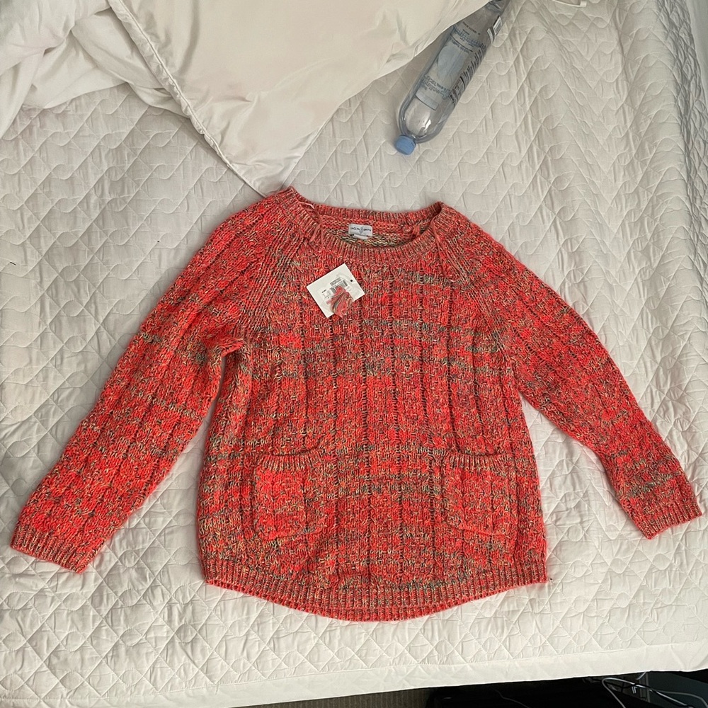 Jaclyn Smith Knitted Crewneck Sweater Orange - Small